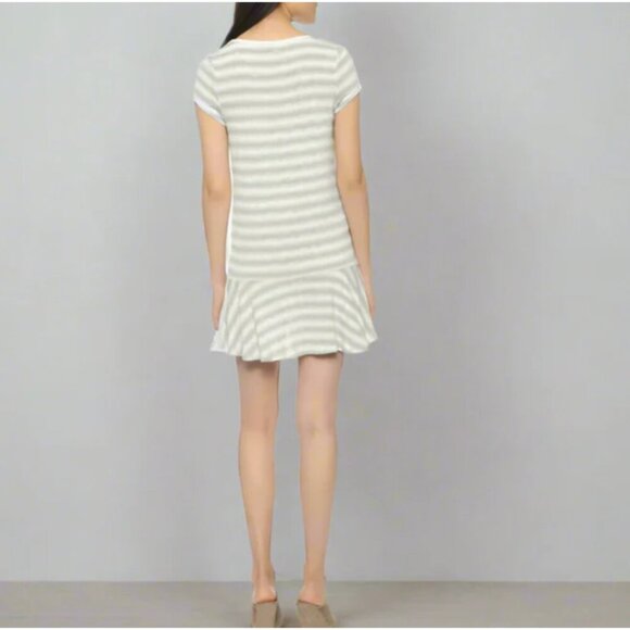 Soft Joie Alcyone Mini Dress Large Gray Short Sleeve Striped Jersey Drop Waist - Picture 6 of 8